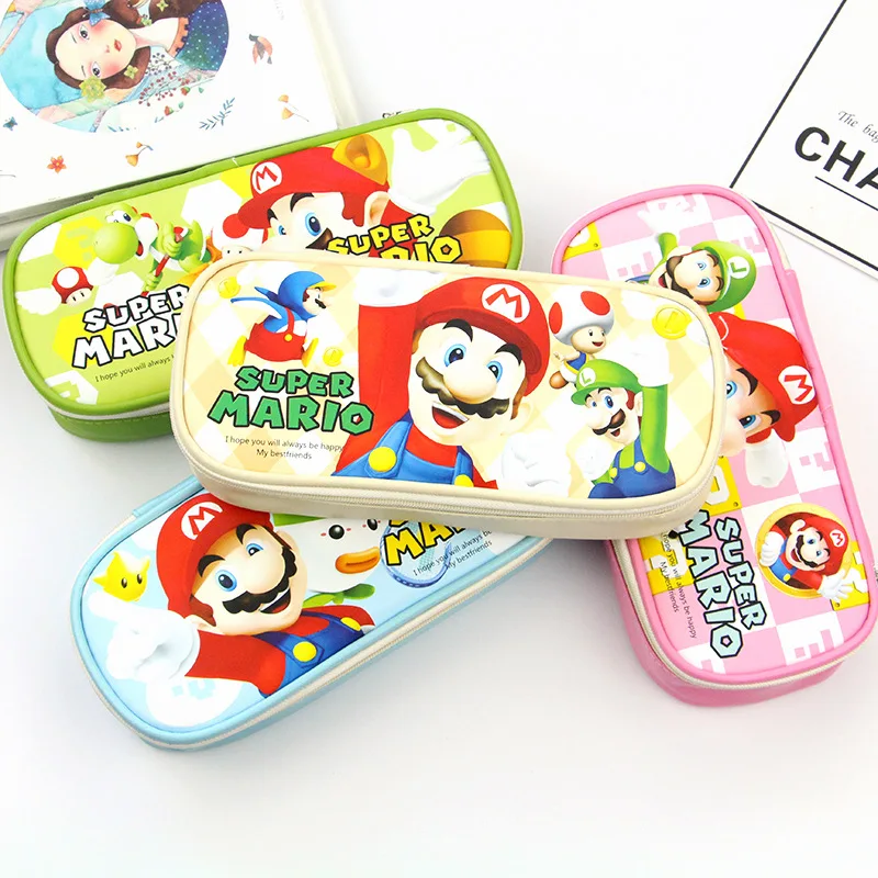 

Cartoon Mario Pencil Case Cute Big capacity PU Leather pen bag Stationery pouch Pencil bag box school supplies gift Zakka