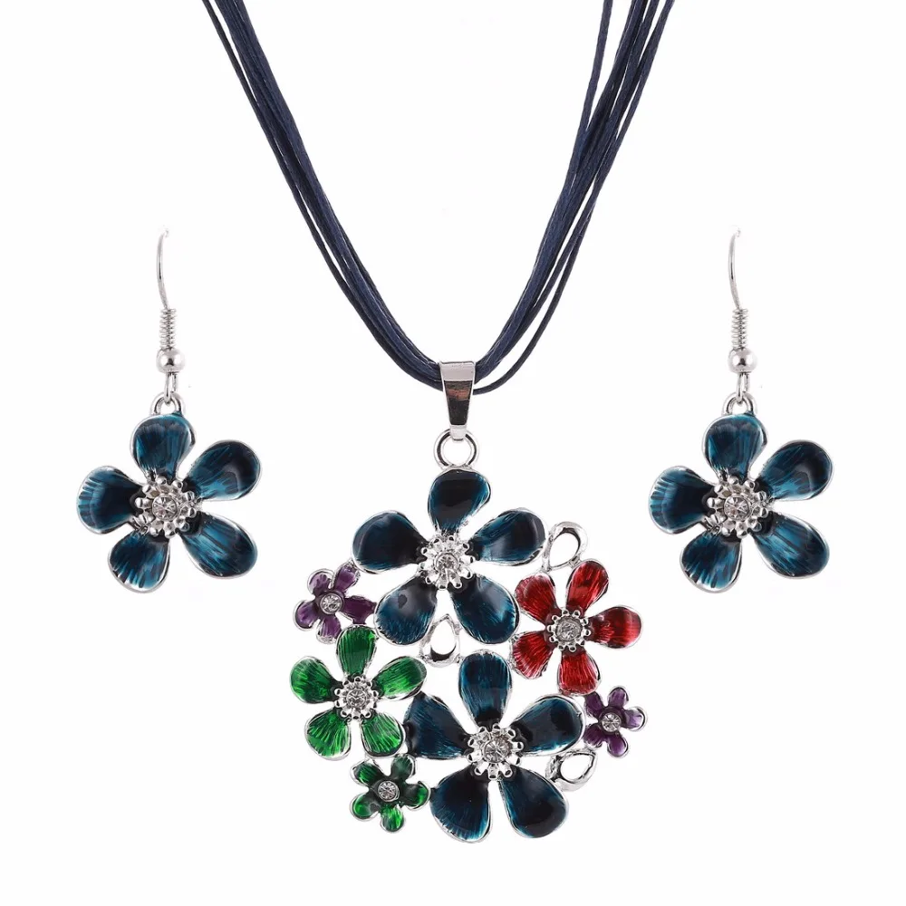 Набор украшений многослойное ожерелье и серьги из шифона ленты 6 цветов|jewelry pendant