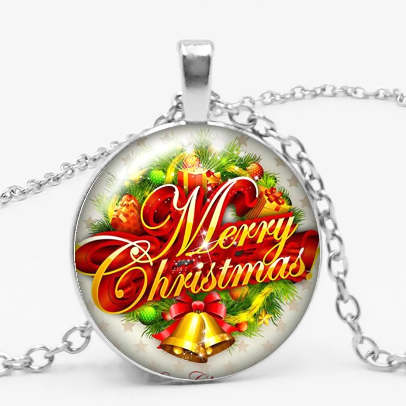 3 цвета 25 мм Мода ручной работы стекло драгоценный кулон ожерелье Рождественский подарок выпуклая Магия ожерелье высокого качества ювелирные изделия - Окраска металла: 1