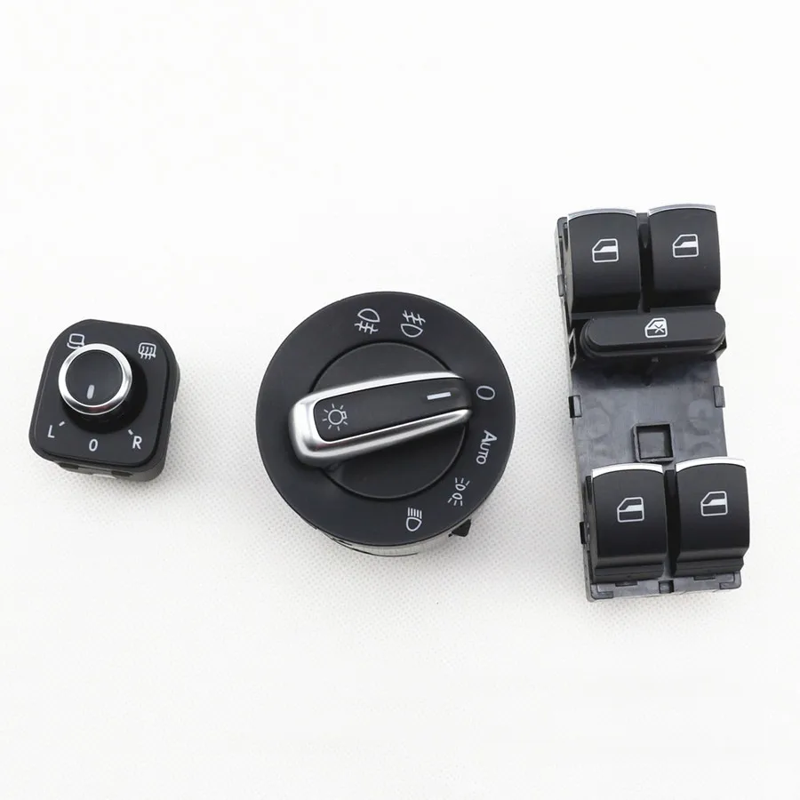 COSTLYSEED Chrome Headlight Switches Side Mirror Push Button Master