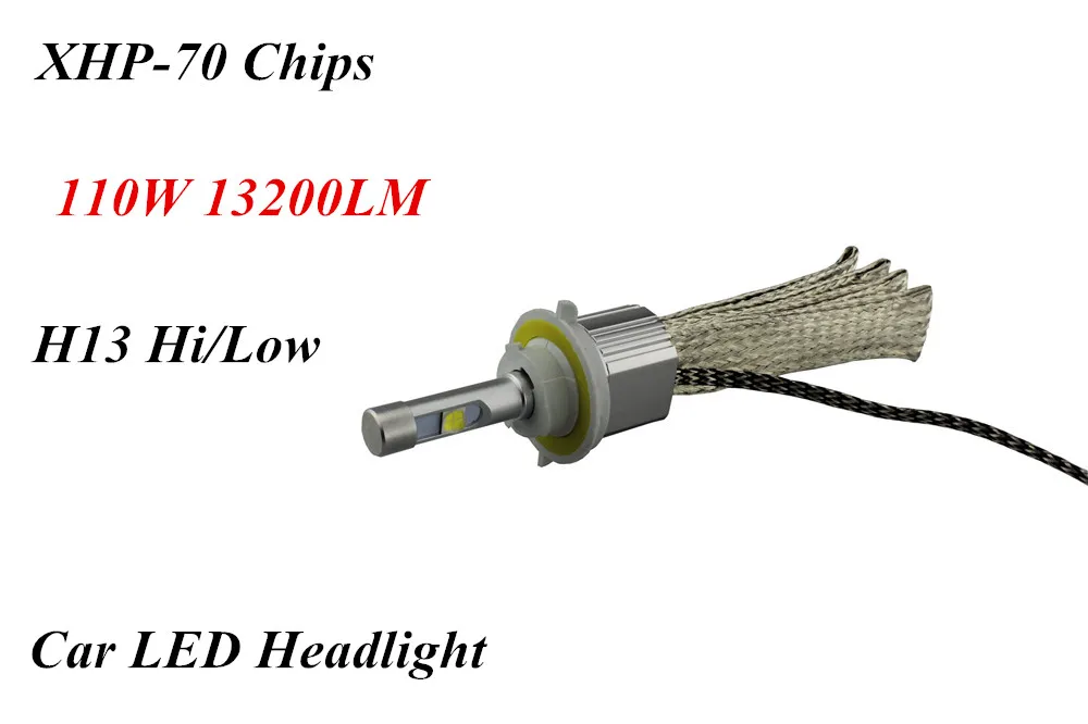 Высокий Низкий H/L Hi/Lo луч H13 110W 13200LM 6000K белый XHP 70 чипы автомобиля светодиодный