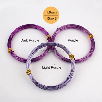 

New 1mm or 18 gauge purple plated aluminium metal wire 3 rolls/lot (total 30m) good for DIY jewelry craft making