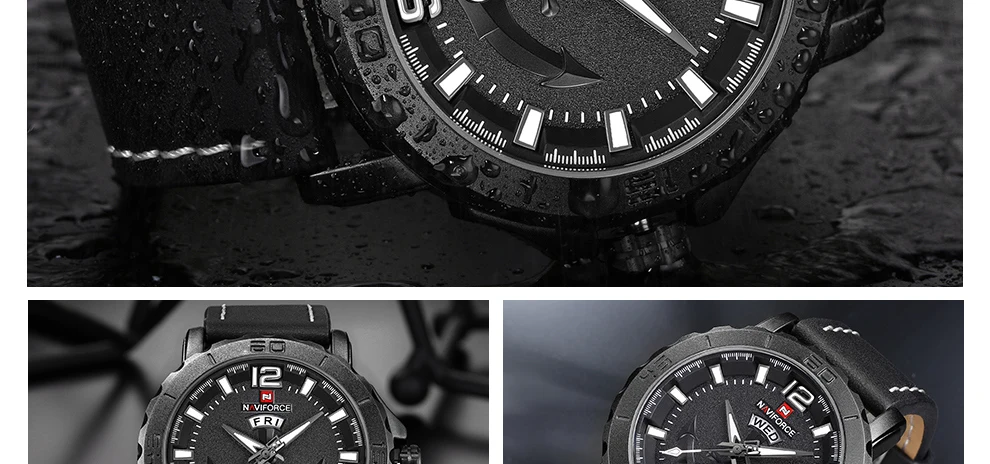Naviforce Для мужчин Творческий Спортивные часы модные Элитный бренд часы Для мужчин кожа аналоговые кварцевые наручные часы Relogio Masculino