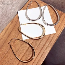 AOMU корейский дизайн золотые металлические круглые геометрические овальные большие серьги-кольца для женщин и девушек большие вечерние серьги