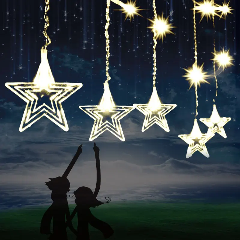 

Direct factory LED curtain light star christmas tree decorations home light Creative festival Starry Sky Icicle drop lights