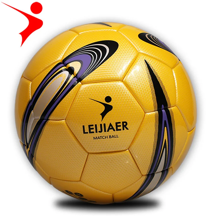 Yellow White Classic Style Men Football Soccer Ball Rubber Material