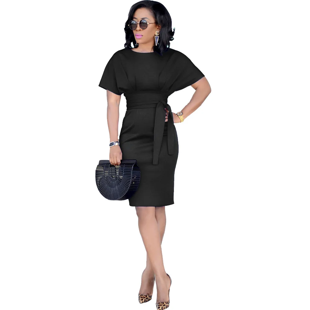 

Office Dresses Women for Ladies 2019 Summer Autumn Female Elegant Work Dress OL Short Sleeve Zipper Yellow Black Green Purple