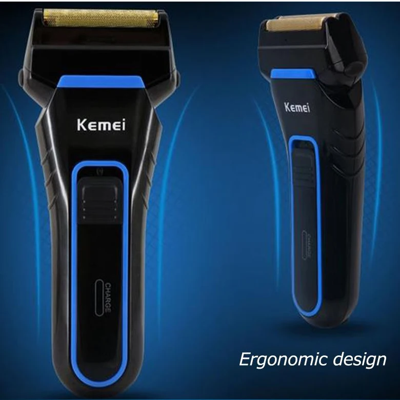 Kemei 3D Electric Foil Shaver with Replacement Shaving Head Rechargeable and Cordless Double Heads Razor km- Black