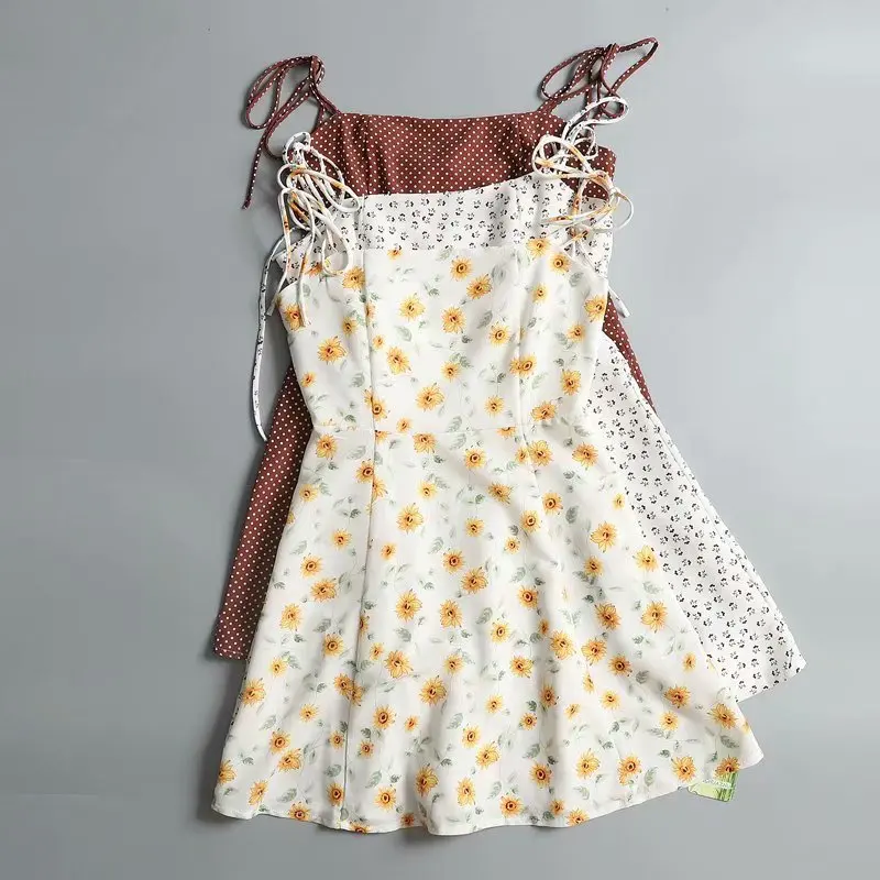 

HGZ44-946, 2019 summer in Europe and the new flat printing condole belt dress