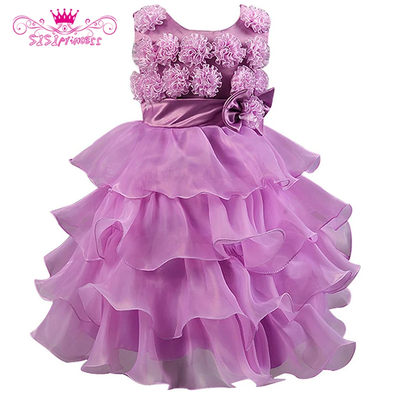 

Sisiprincess Summer Style 1-10T Children Girls Sleeveless O-Neck Floral Bow Princess Casual Girl Party Dress 3