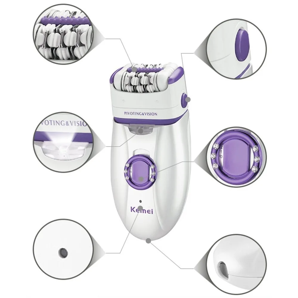 Jual KM 2668 2 In 1 Isi Ulang Pisau Cukur Silet untuk Wanita Rambut Remover Electric Wanita Pemangkas Rambut Depilatory Alat Cukur untuk ketiak Bikini