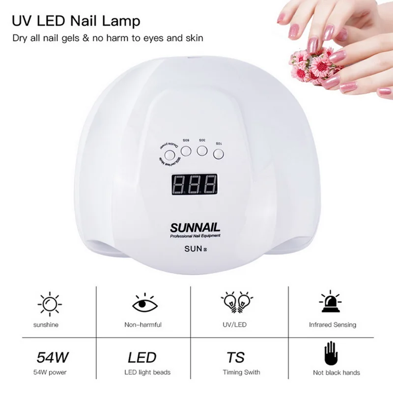 

54W UV LED Lamp Manicure Timer LCD Screen UV Machine Nail Dryer Lamp Sunlight Fast Cure All Gel Varnish Curing Lamp Nail Dryers