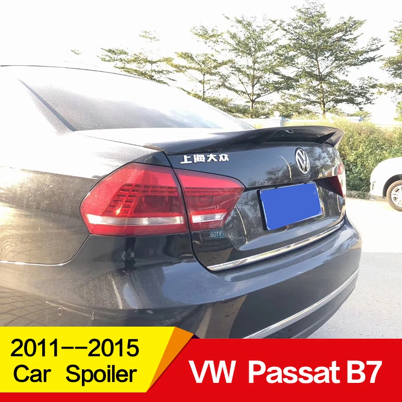 

Use for Volkswagen Passat B7 spoiler vw 2011 12 13 14 15 year glossy carbon fiber rear wing R style Sport Accessories