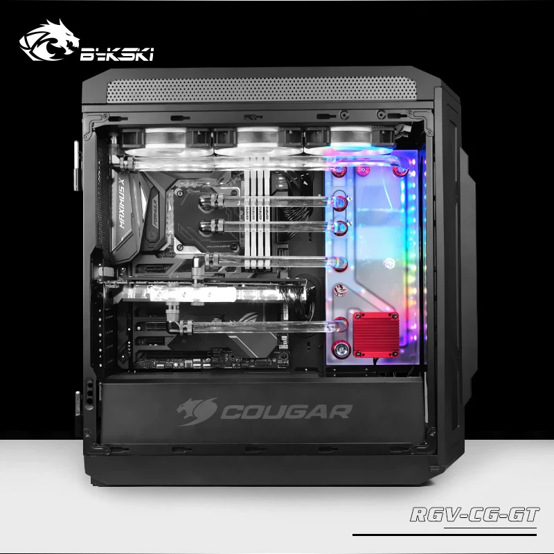 

BYKSKI Acrylic Waterway Board Solution use for Cougar Case support sync motherboard 5v 3pin header ,compatible DDC pump