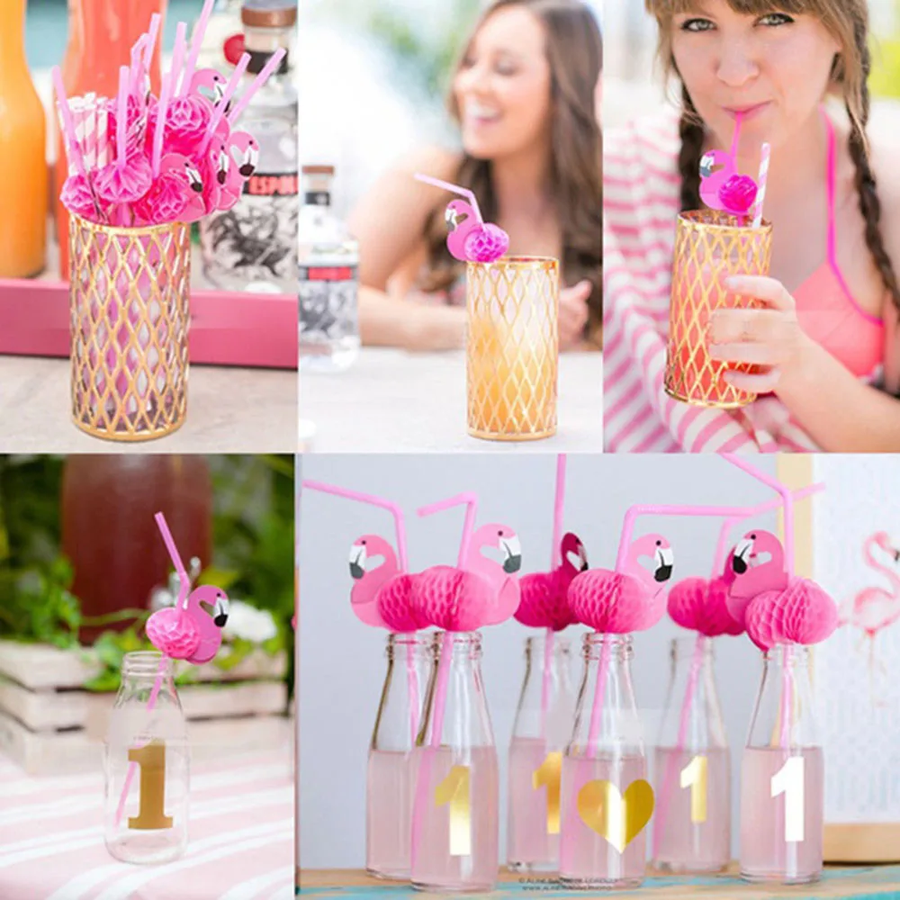 

10pcs/bag Flamingo Birthday Party Drinking Straws Wedding Party Decor Supplies