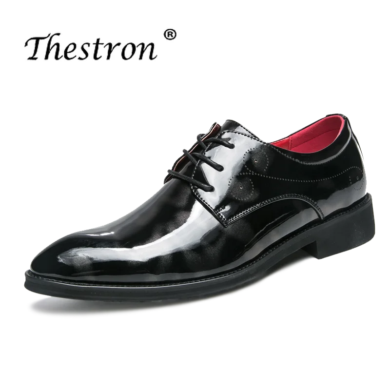 

Fashion Patent Leather Shoes For Men Brand Casual Luxury Black Red Men Pointy Shoes Autumn Winter High Quality Office Derby Shoe