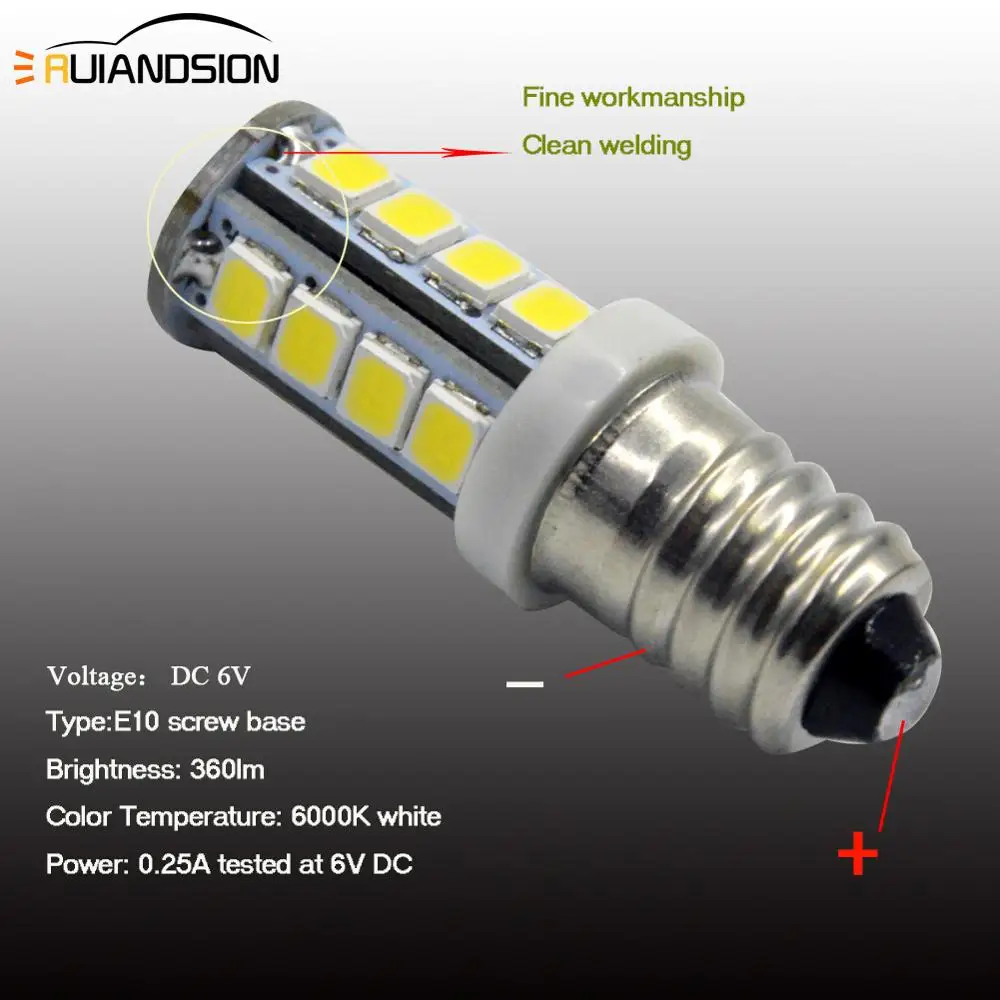 2 шт. новинка лампа 2835 Smd 18 светодиодная постоянного тока 6 в 12 В белая Mes E10 1447 винт