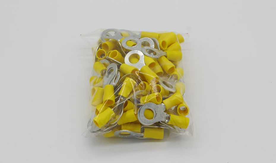 RV5.5-8 желтый кольцо изолированный клеммный наконечник 4-6mm2 кабель для соединения проводов обжимная Клемма 50 шт./упак. RV5-8 RV