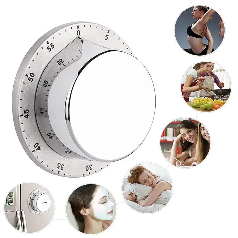 

New Stainless Steel Kitchen Timers With Magnetic Base Manual Mechanical Cooking Timer Countdown Cooking Tools Kitchen Gadgets