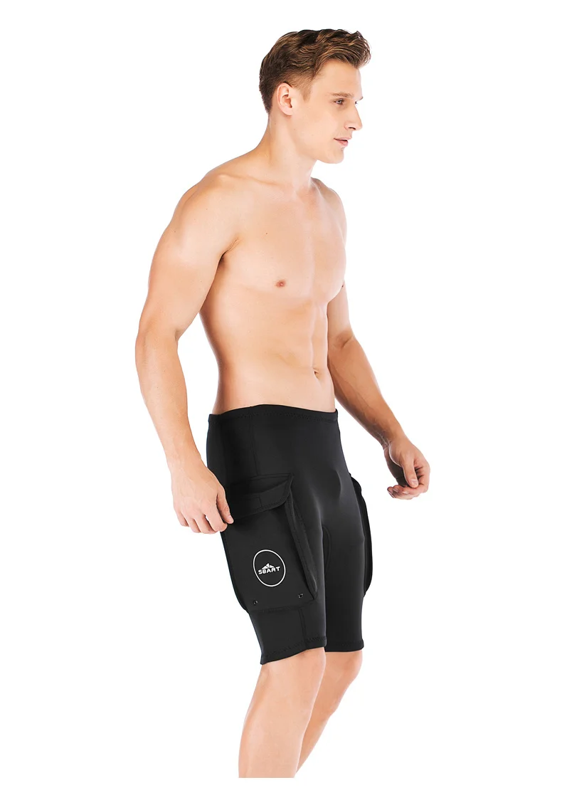 SBART 3 мм неопрен гидрокостюм для серфинга брюки с карманом черные короткие штаны для мужчин держать тепло купальники Сноркелинг Рашгард шорты N