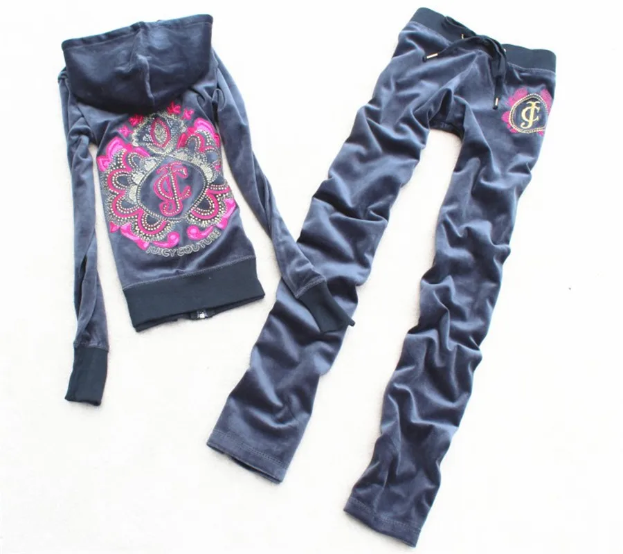 High quality!!Women's Brand Velvet Rhinestone Tracksuits,Velours Suits,Sport Tracksuits,Hoodies