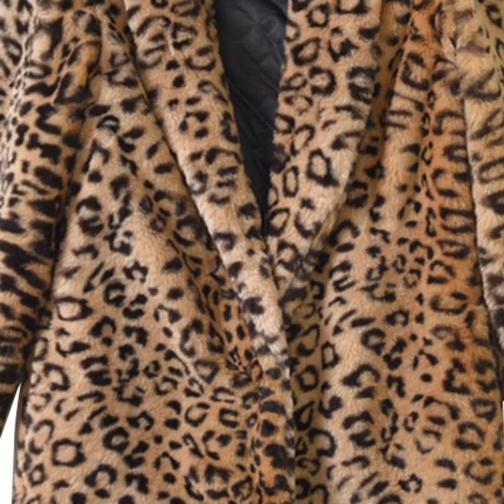2019 Winter Leopard Coat Women Warm Boho Korean Style Office Ladies Casual Plus Size Jacket Coats Female Fashion Sexy Overcoats