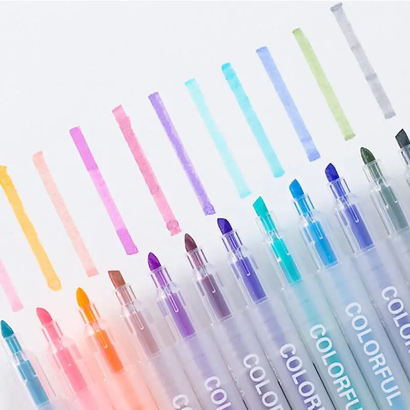 

Double-Headed Two-Color Highlighter Student's Key Marking Tool Set Square Fiber Pen Head School Office Students Adult Pen 15.5cm