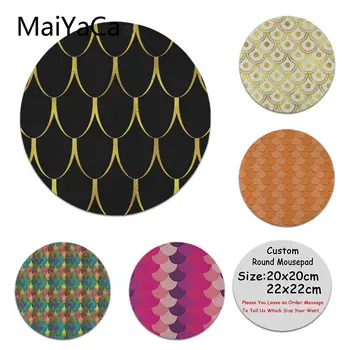 

MaiYaCa Boy Gift Pad Gold Style Mermaid Scale Unique Desktop Pad Game Mousepad Computer Game Rubber Round Mouse Pad