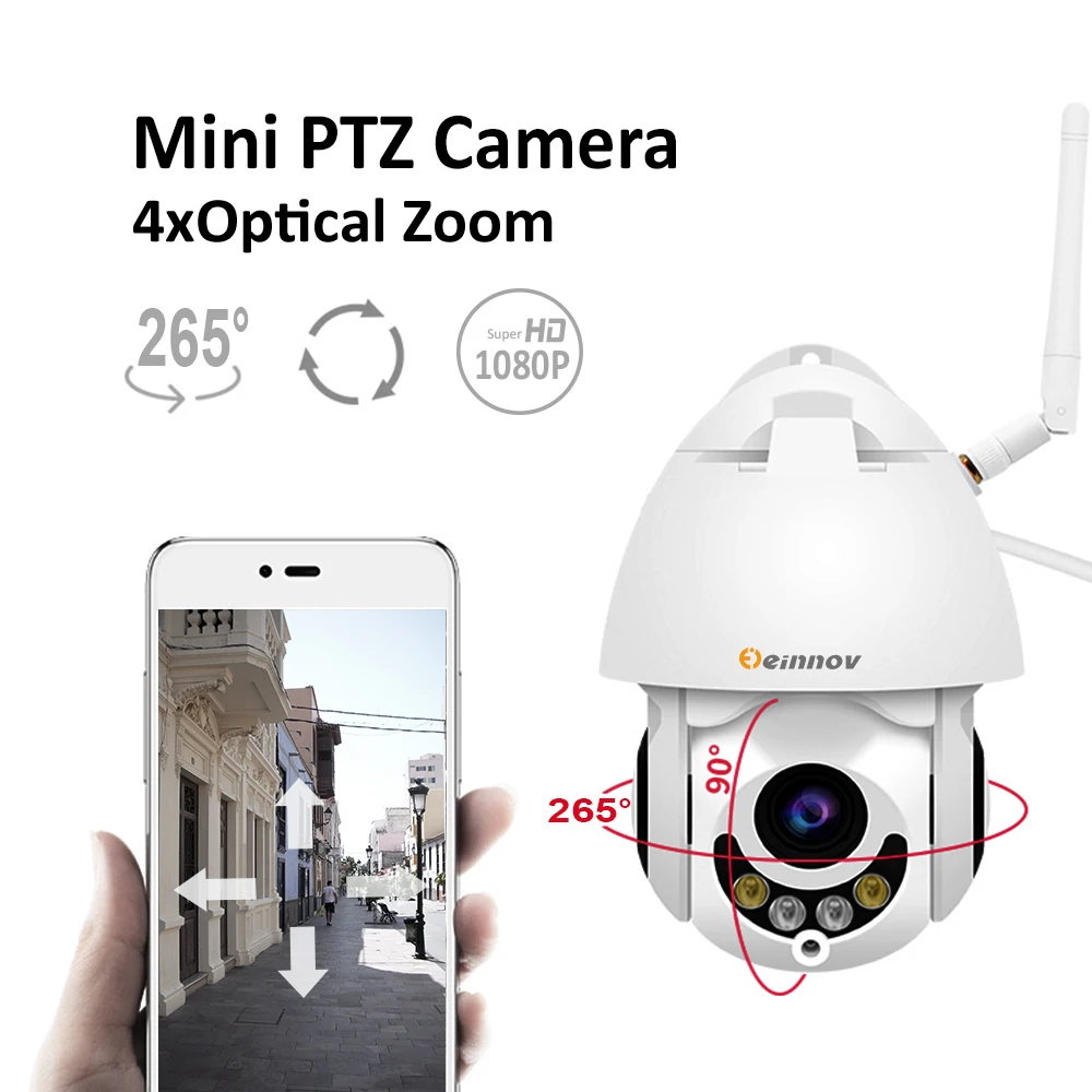 Einnov 4xzoom 1080P 2MP PTZ IP Камера CCTV домашняя Беспроводной безопасности Камера Wifi Аудио Системы наружной видеосъемки Камеры скрытого видеонаблюдения