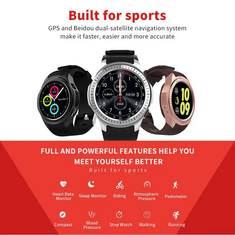 1 Year Warranty Makibes G05 Pro GPS Sport Watch Bluetooth Smart Watch HR blood pressure Call Message Reminder for XIAOMI IPHONE