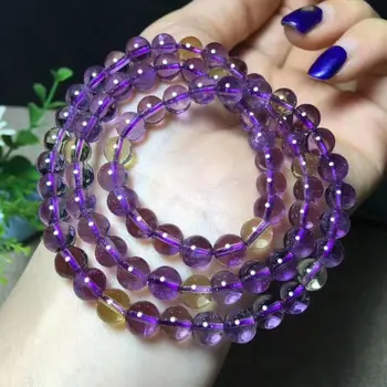 

FREE SHIPPING Natural Amethyst Quartz Purple Crystal Bracelet 7mm AAA 3ROWS