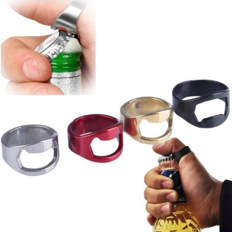 JX-LCLYL 5PCS Mixed Stainless Steel Finger Thumb Key Ting Beer Bottle Opener Tool New