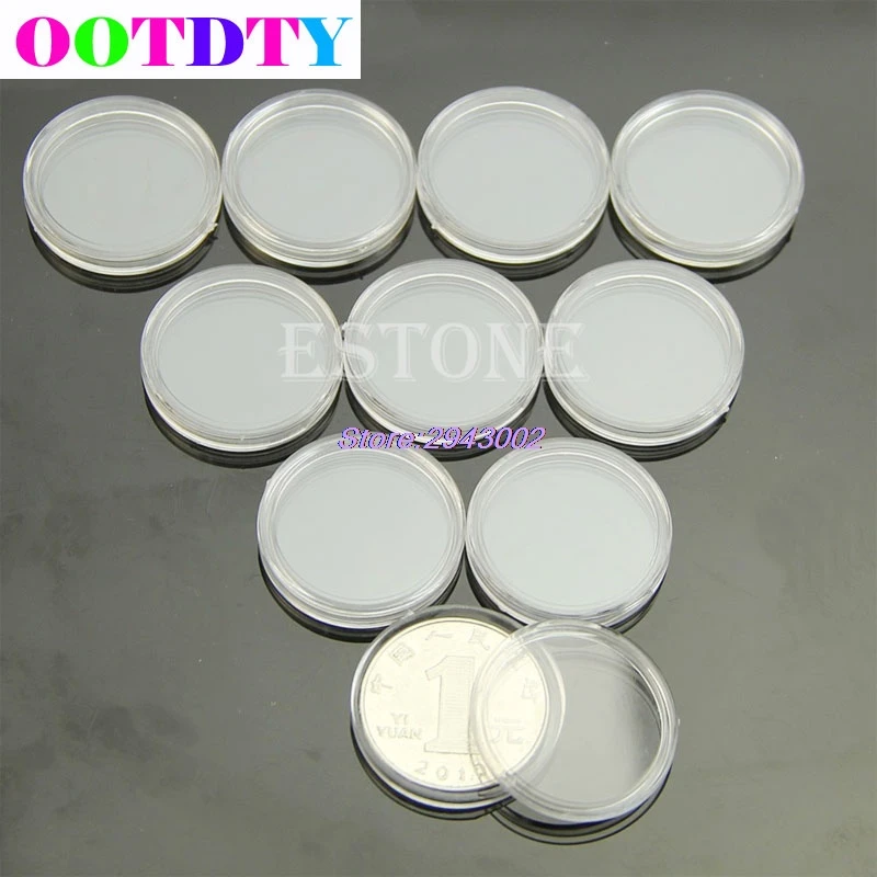 

10PCS/lot Applied Clear Round Cases Coin Storage Capsules Holder Round Plastic 23mm_30