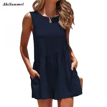 

Summer Jumpsuit Women Rompers Sexy Bodysuit V Neck Playsuit Sleeveless Solid Backless Tank Playsuit Ladies Short Jumpsuit