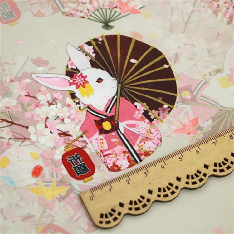 FYS-Rabbit 1 м японский стиль кролик Gambiered Guangdong Марля японское платье кимоно ткань для женщин сумки DIY ткани
