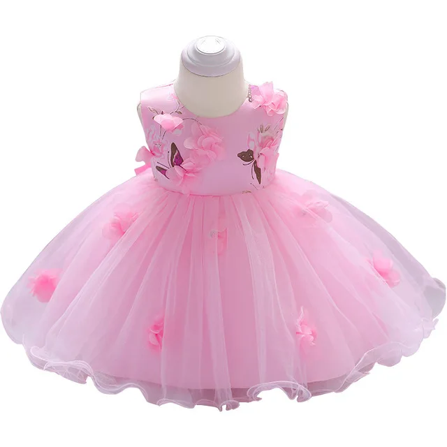 

MQATZ Birthday Toddler Girl Baptism Dress Christams Newborn Girl Pink Tulle Party Dress Baby Princess Christening Wear Dresses