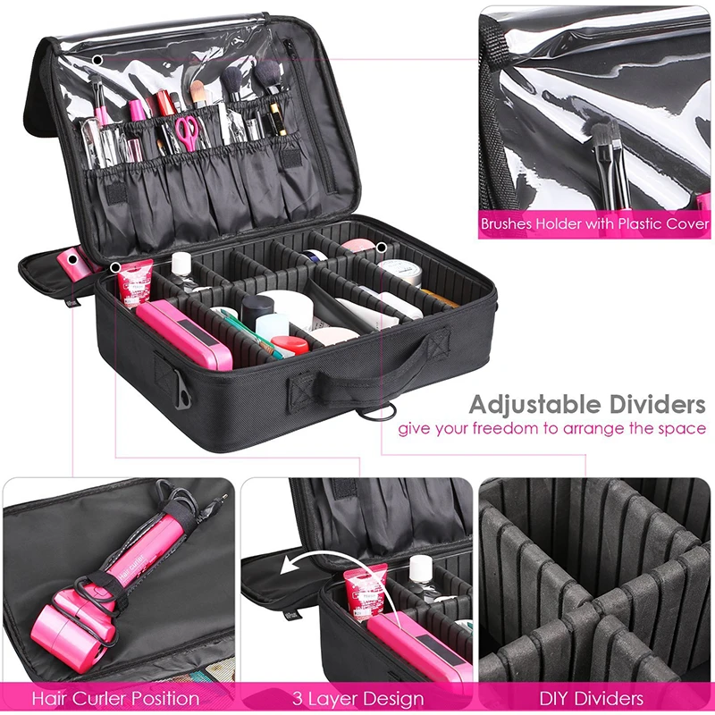 Women's Articles Beauty Portable Professional Cosmetics Makeup Organizer Case Storage Bag Travel Box Suitcases Manicure Case Women's Articles Beauty Portable Professional Cosmetics Makeup Organizer Case Storage Bag Travel Box Suitcases Manicure Case