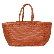 Женская тканая сумка на плечо из натуральной кожи, крутая тканая сумка-мешок, сумки французские повседневные сумки-тоут из воловьей кожи, сумки с перекрестными ручками