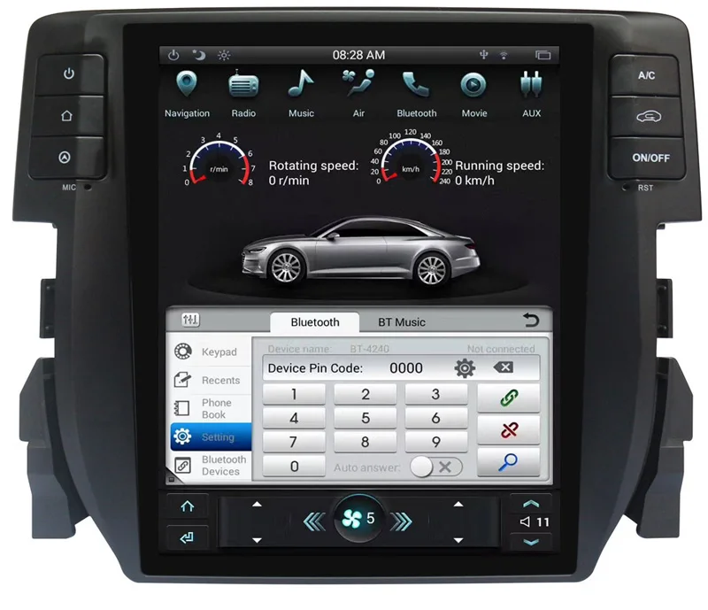 Excellent Tesla Vertical Screen Android system Car Radio DVD GPS Navigation for Honda Civic 2016 2017 2018 Support 3/4G Network map 3
