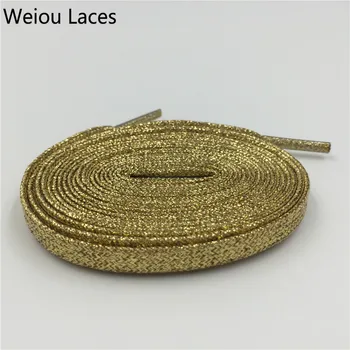 

Weiou Fashion Metallic Glitter Gold Shoelaces Unique Sparkle Flat Shoe Laces String For Sneaker Sport Dress Shoe Boots Running