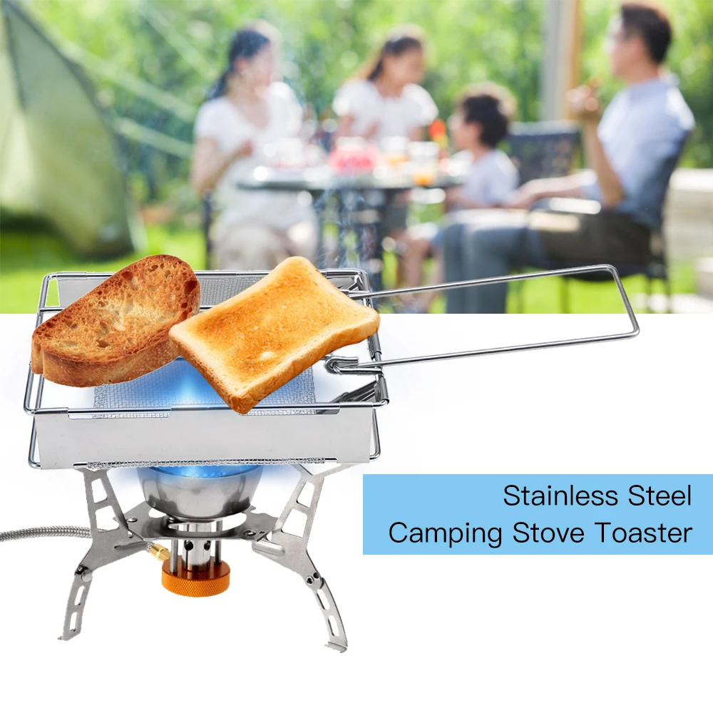 4 Campingbroodroosters Voor Kooktoestel, Campingbroodrooster Voor Kooktoestel Campingbroodrooster Voor Gasfornuis Roestvrij Staal Opvouwbaar Broodrooster Mini Broodrooster Campingaccessoires Met Opvouwbare Standaard Voor Picknick