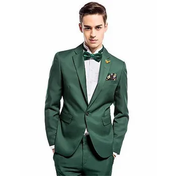 

Custom Made Groomsmen Notch Lapel Groom Tuxedos Dark Green Men Suits Wedding Best Man Suits (Jacket+Pants)