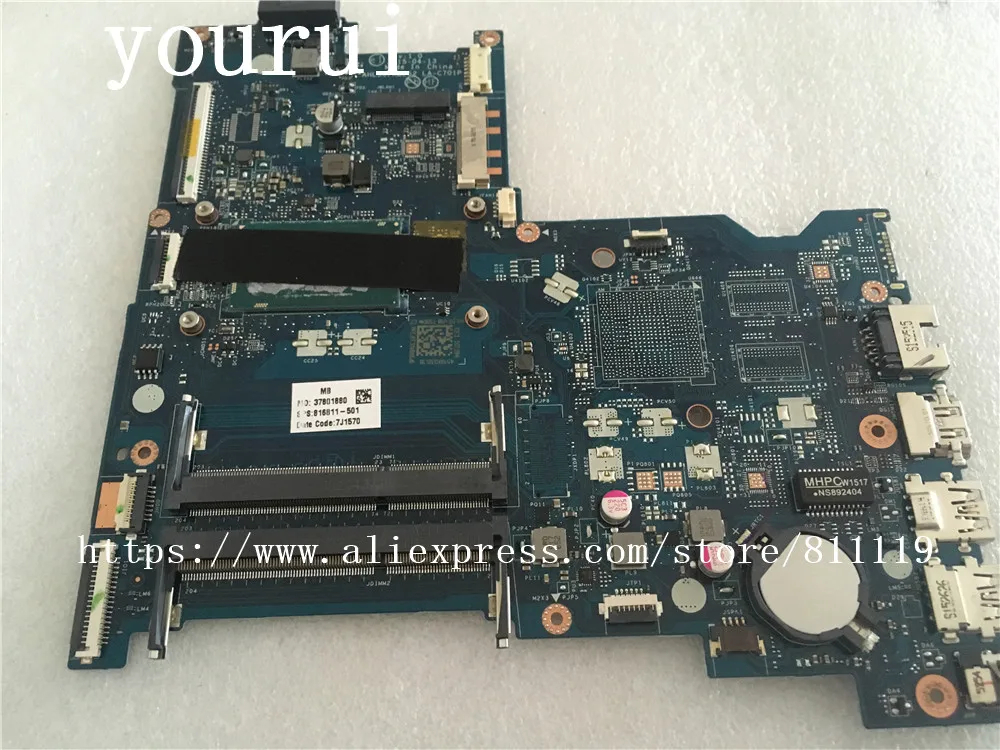 Ноутбук yourui 816811 001 601 501 для HP Pavilion 250 G4 15 AC материнской платы AHL50/AHL52 LA C701P с i3