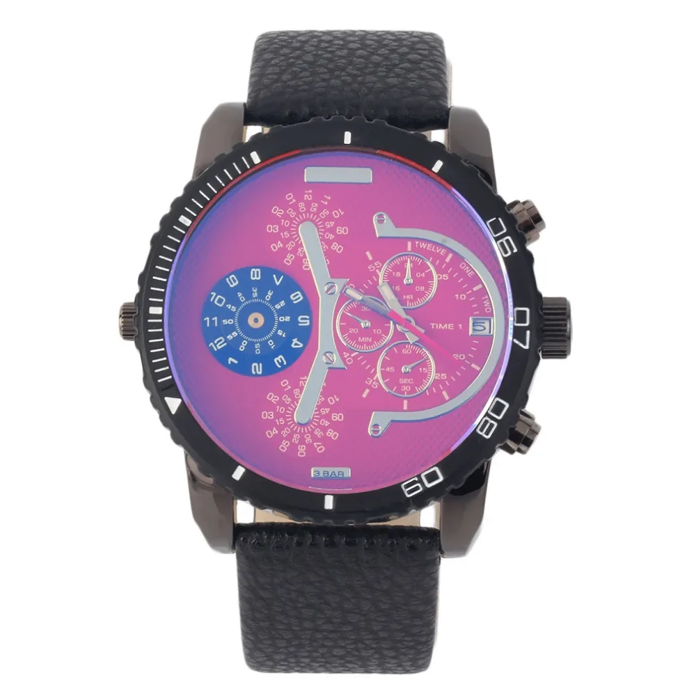 

Large Round Case Fashion Sport Quartz Analog Watch PU Band Sub Dials Design relogio feminino Top Quality