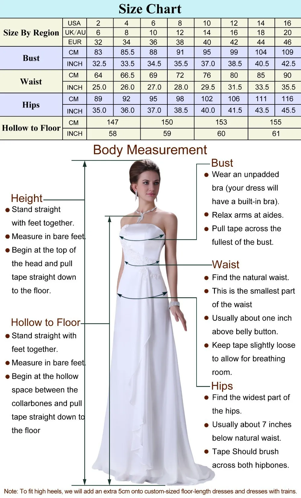 Custom dress measurements