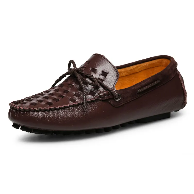 Woven Soft Leather Shoes Men Loafers Breathable Men Shoes Casual