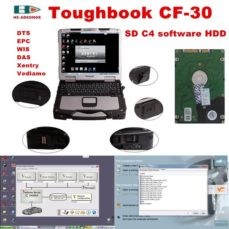 

2019 4G Laptop CF30 with car tester MB star C4/C5 2019 03 version software for Mercedes Benz car diagnostic tool MB star C4 C5