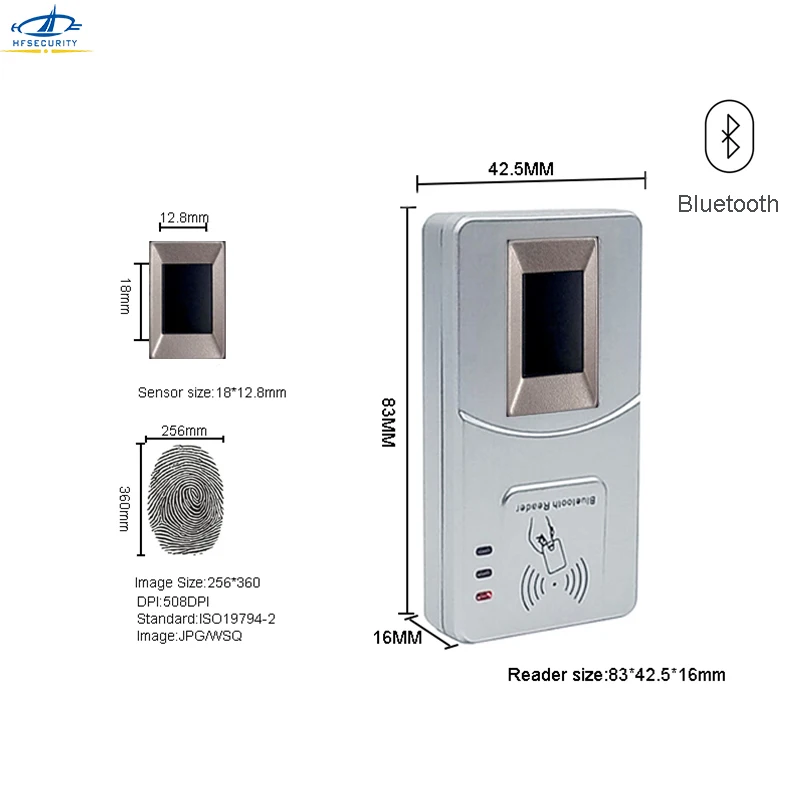 FBI PIV 508 PPI Bluetooth считыватель отпечатков пальцев Live емкостный сканер FAP10 256*360 NFC кард