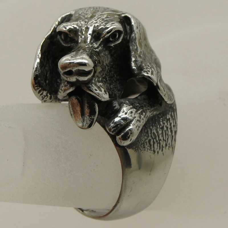 

lovely & faithful dog long ear with tongue 316L stainless steel ring
