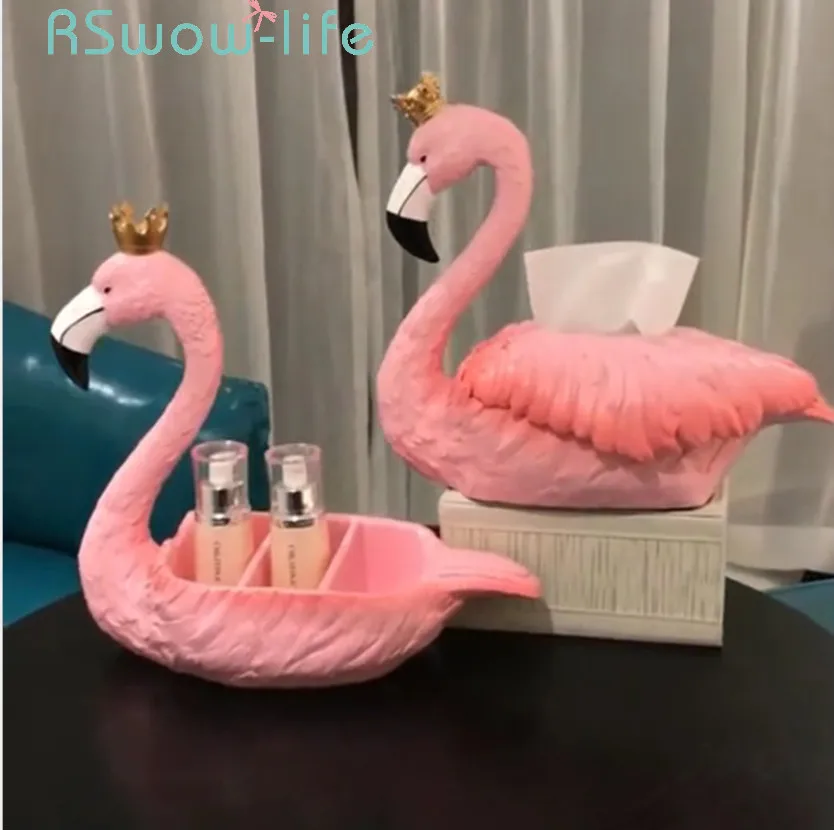 

Creative Flamingo Tissue Box Cartoon Napkin Holder Boxes Home Living Room Simple Cute Storage Box For Home Storage